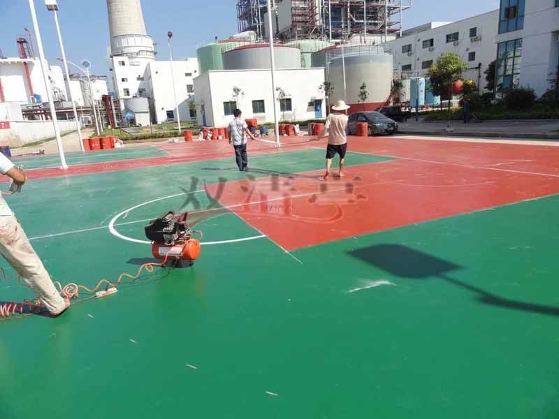 邵阳市宝庆电厂硅pu球场塑胶篮球场施工划线
