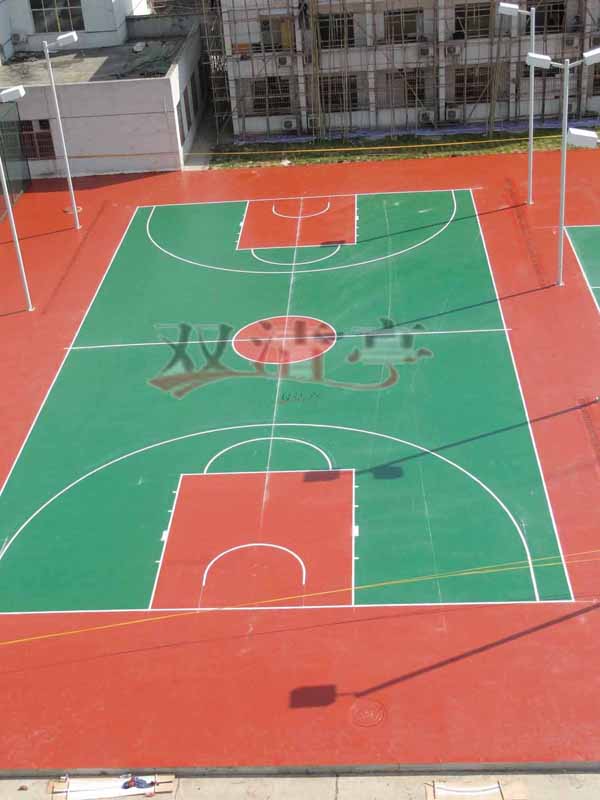 邵阳市宝庆电厂硅pu球场塑胶篮球场整体效果图