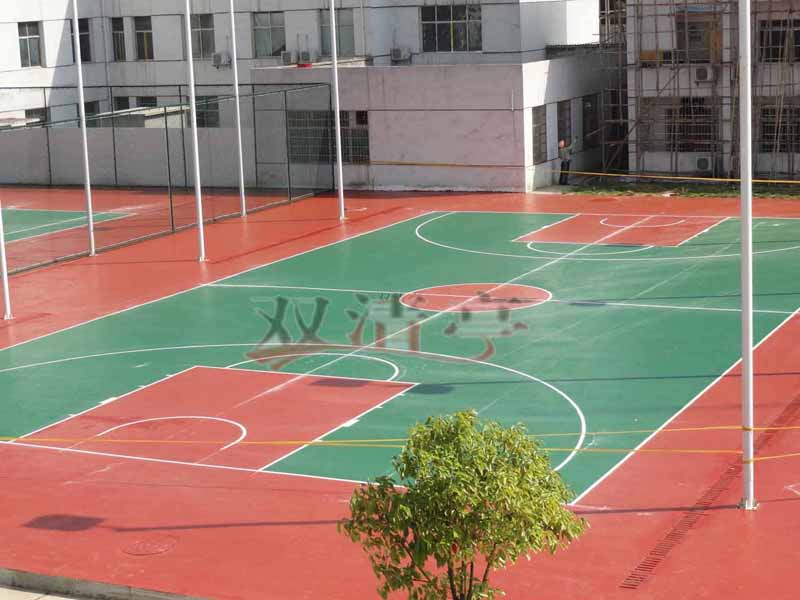 邵阳市宝庆电厂硅pu球场塑胶篮球场整体效果图